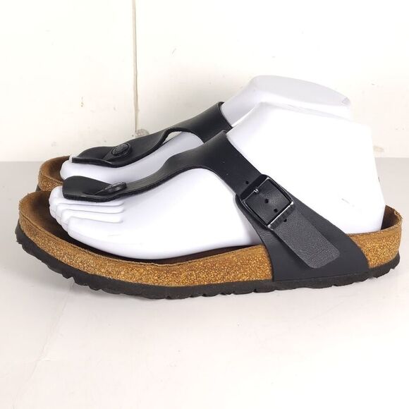 Birkenstock Women's Gizeh EU37 US6 Black Birko-Flor T-strap Thong Sandals Shoes - Picture 2 of 16